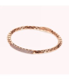 BRONZALLURE Semi-rigid Venetian Mesh Bracelet with Cubic Zirconia Pavé Plate WSBZ02400.WR