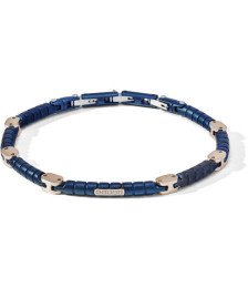 Bracciale uomo Comete Module UBR 1158 in acciaio PVD blu con diamanti bianchi