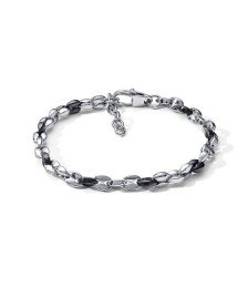 Comete Men’s two-tone steel chain bracelet white and black UBR 1024