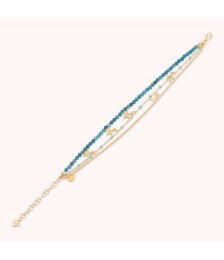 Bronzallure bracciale multifilo oro giallo 18kt apatite turchese stelle E2406BBR.YG020165 donna Boschi Gioielli