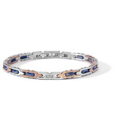 Comete bracciale UBR1287 acciaio pvd rosè ceramica blu diamanti uomo Boschi Gioielli