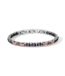 Comete Gioielli Bracciale Uomo Acciaio PVD Oro Rosé Ceramica Nera Zirconi UBR1308 Boschi Gioielli