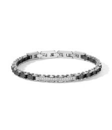 Comete Gioielli Bracciale Uomo Acciaio Ceramica Nera Zirconi UBR1309 Boschi Gioielli