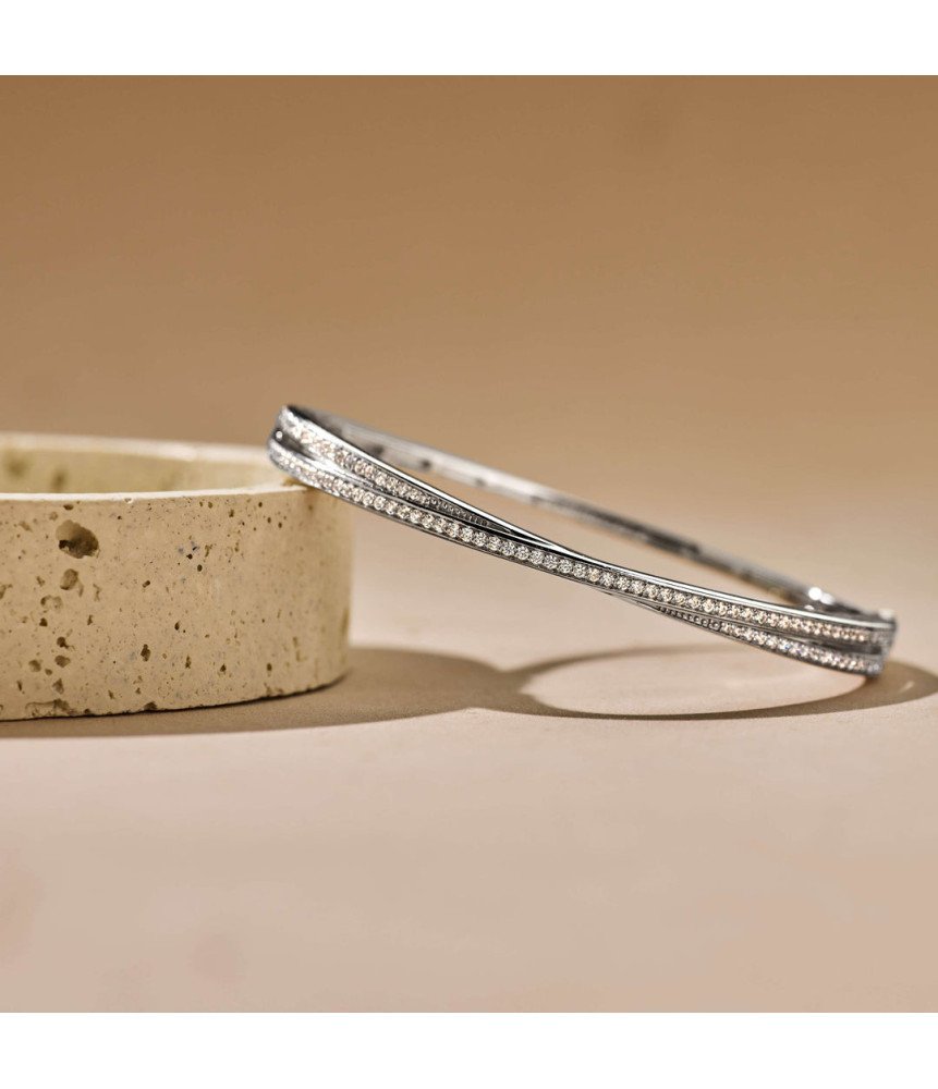 TI SENTO bracciale rigido 23072ZI donna argento 925 intrecciato e zirconi bianchi Boschi Gioielli