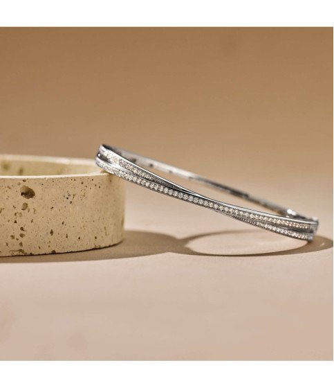 TI SENTO bracciale rigido 23072ZI donna argento 925 intrecciato e zirconi bianchi Boschi Gioielli