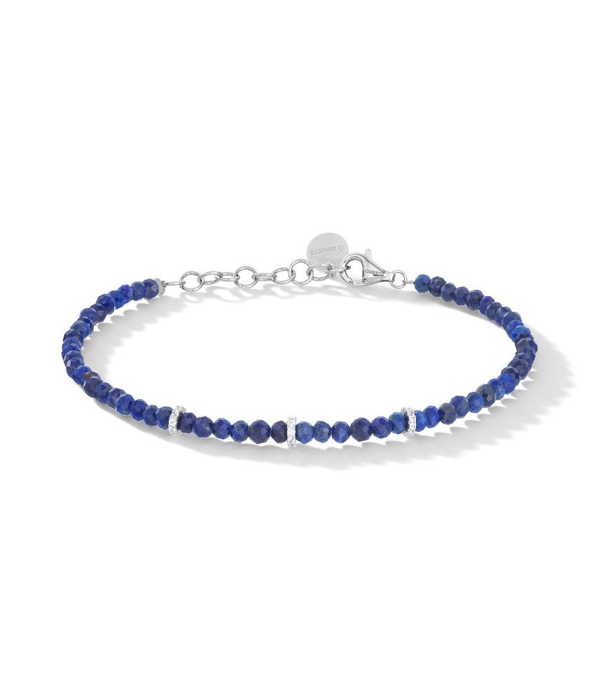 Comete bracciale uomo UBR1374 argento 925 rodiato lapislazzuli sfaccettati e zirconi bianchi Boschi Gioielli