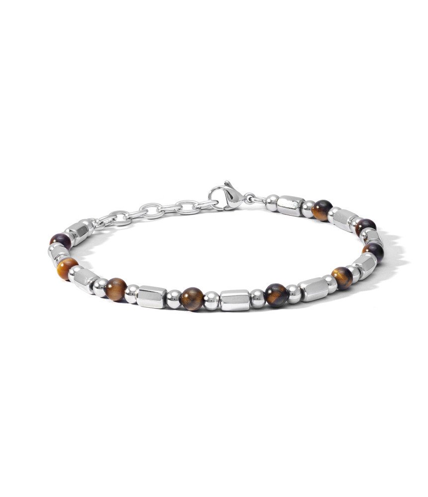 Comete bracciale uomo UBR1194 acciaio rondelle occhio di tigre collezione District Boschi Gioielli