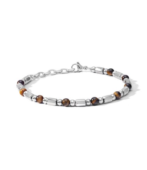 Comete bracciale uomo UBR1194 acciaio rondelle occhio di tigre collezione District Boschi Gioielli