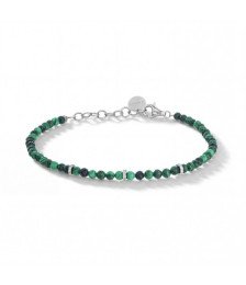 Comete bracciale uomo UBR1372 argento 925 rodiato malachite naturale e zirconi bianchi Boschi Gioielli