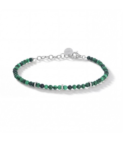 Comete bracciale uomo UBR1372 argento 925 rodiato malachite naturale e zirconi bianchi Boschi Gioielli