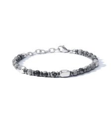 Comete bracciale uomo UBR1210 acciaio rodocrosite ematite rondelle pepite District Boschi Gioielli