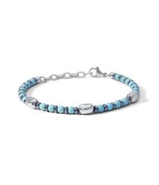 Comete bracciale uomo UBR1208 acciaio turchese ematite rondelle pepite District Boschi Gioielli