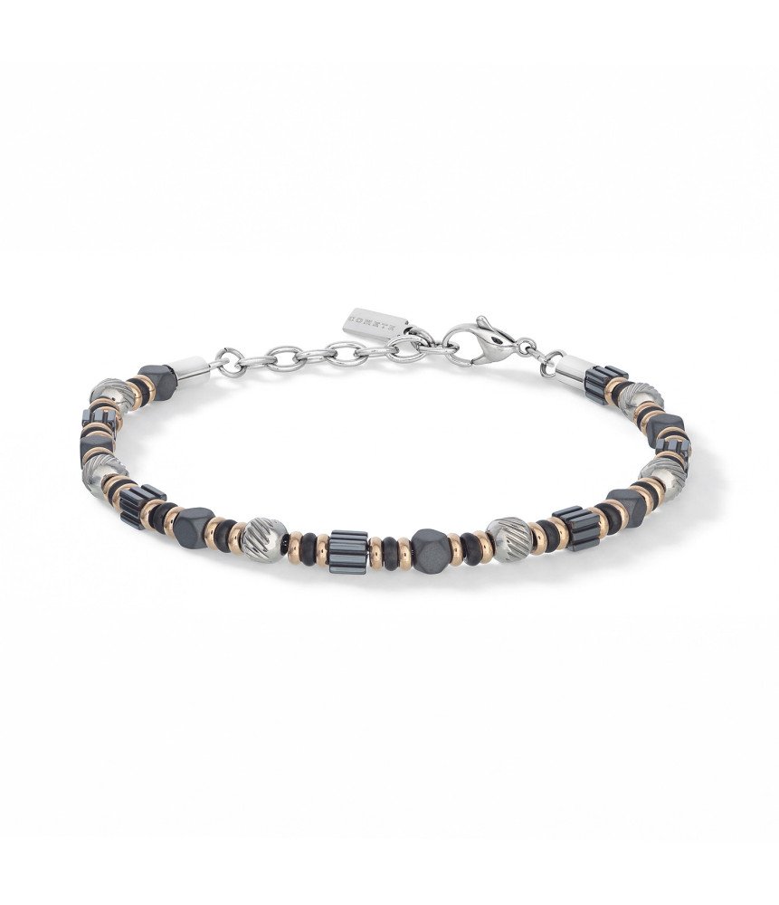 Comete bracciale uomo UBR1371 acciaio PVD rosé nero ed ematite collezione Mineral Boschi Gioielli