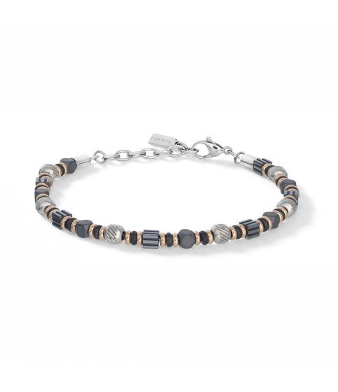 Comete bracciale uomo UBR1371 acciaio PVD rosé nero ed ematite collezione Mineral Boschi Gioielli