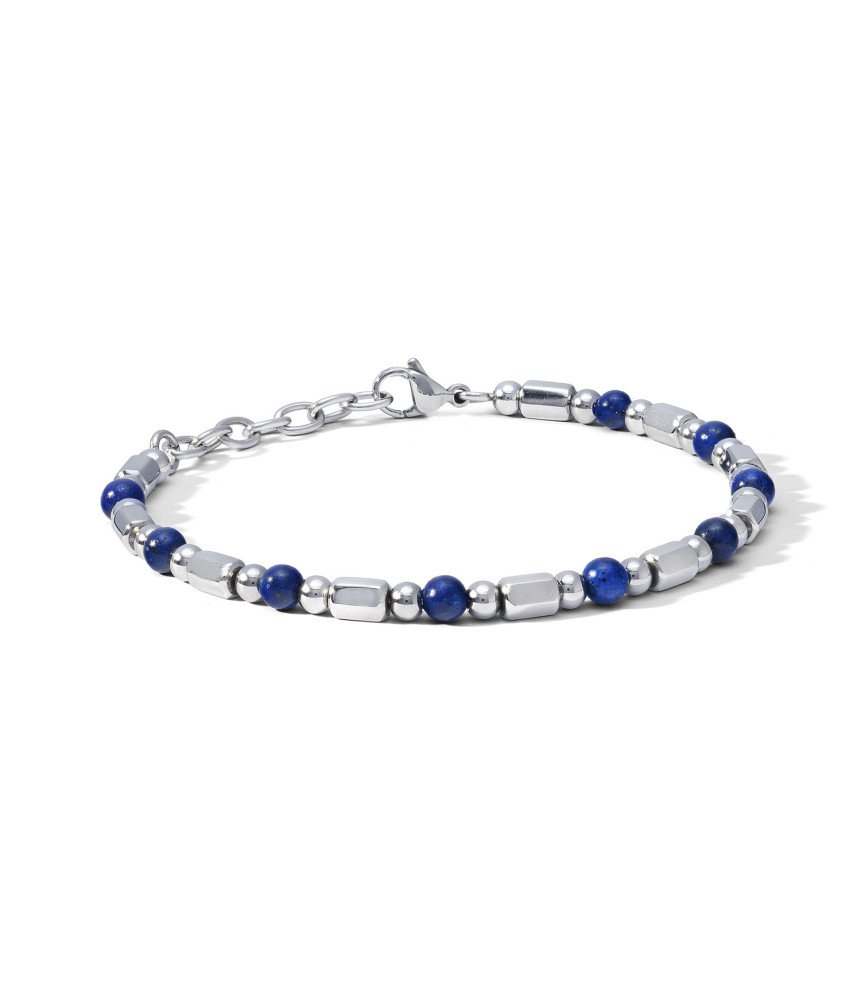 Comete bracciale uomo UBR1195 acciaio rondelle agata blu collezione District Boschi Gioielli