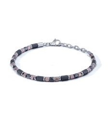 Comete bracciale uomo UBR1149 acciaio ematite PVD rosé lucido nero sabbiato Mineral Boschi Gioielli