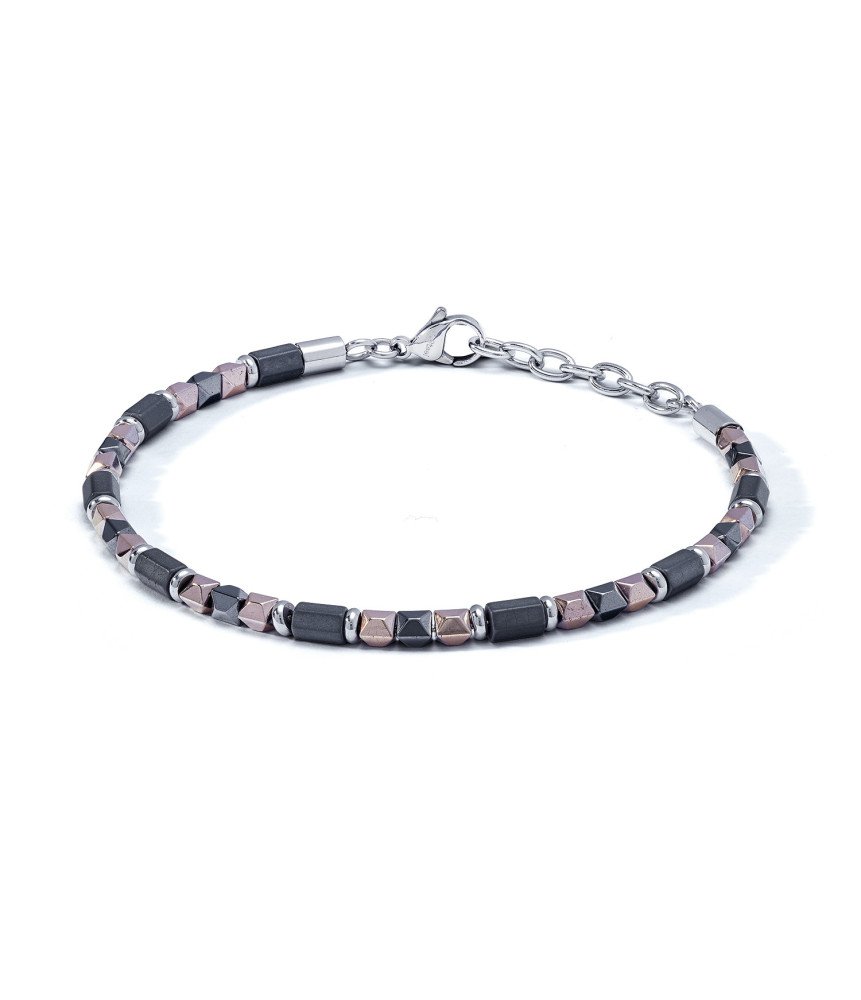 Comete bracciale uomo UBR1149 acciaio ematite PVD rosé lucido nero sabbiato Mineral Boschi Gioielli