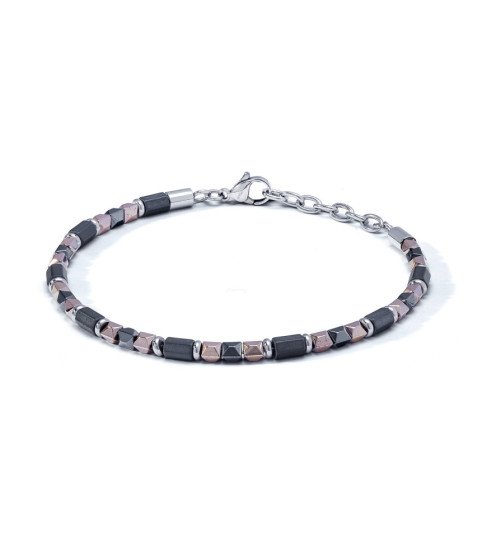 Comete bracciale uomo UBR1149 acciaio ematite PVD rosé lucido nero sabbiato Mineral Boschi Gioielli