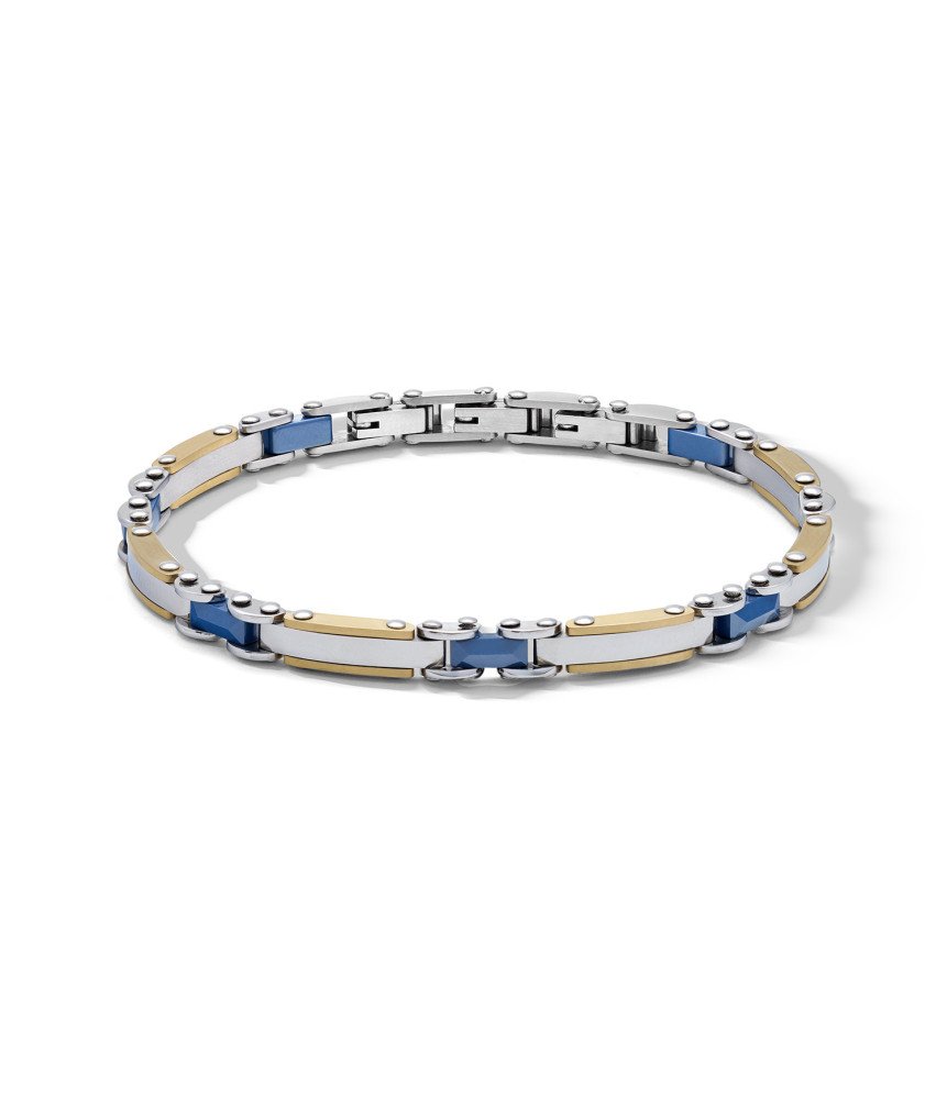 Comete bracciale uomo UBR1348 acciaio PVD giallo ceramica blu Ceramik Boschi Gioielli