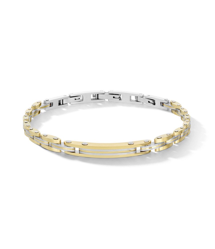 Comete bracciale uomo UBR1363 acciaio PVD giallo maglie geometriche Black Gold Boschi Gioielli