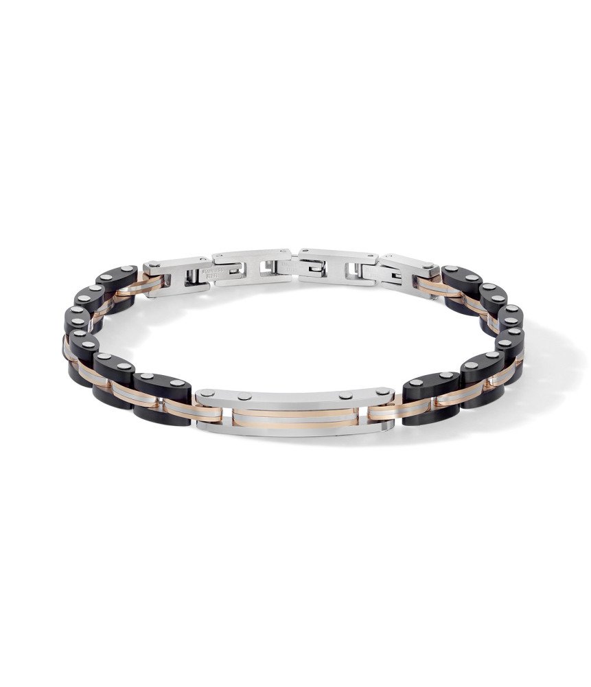 Comete bracciale uomo UBR1361 piastra acciaio PVD nero e rosé collezione Costellation Boschi Gioielli