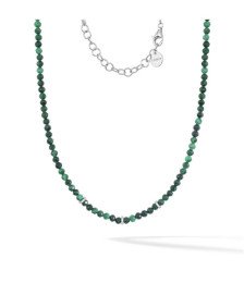 Comete girocollo uomo UGL790 argento 925 rodiato malachite naturale verde e zirconi bianchi Boschi Gioielli