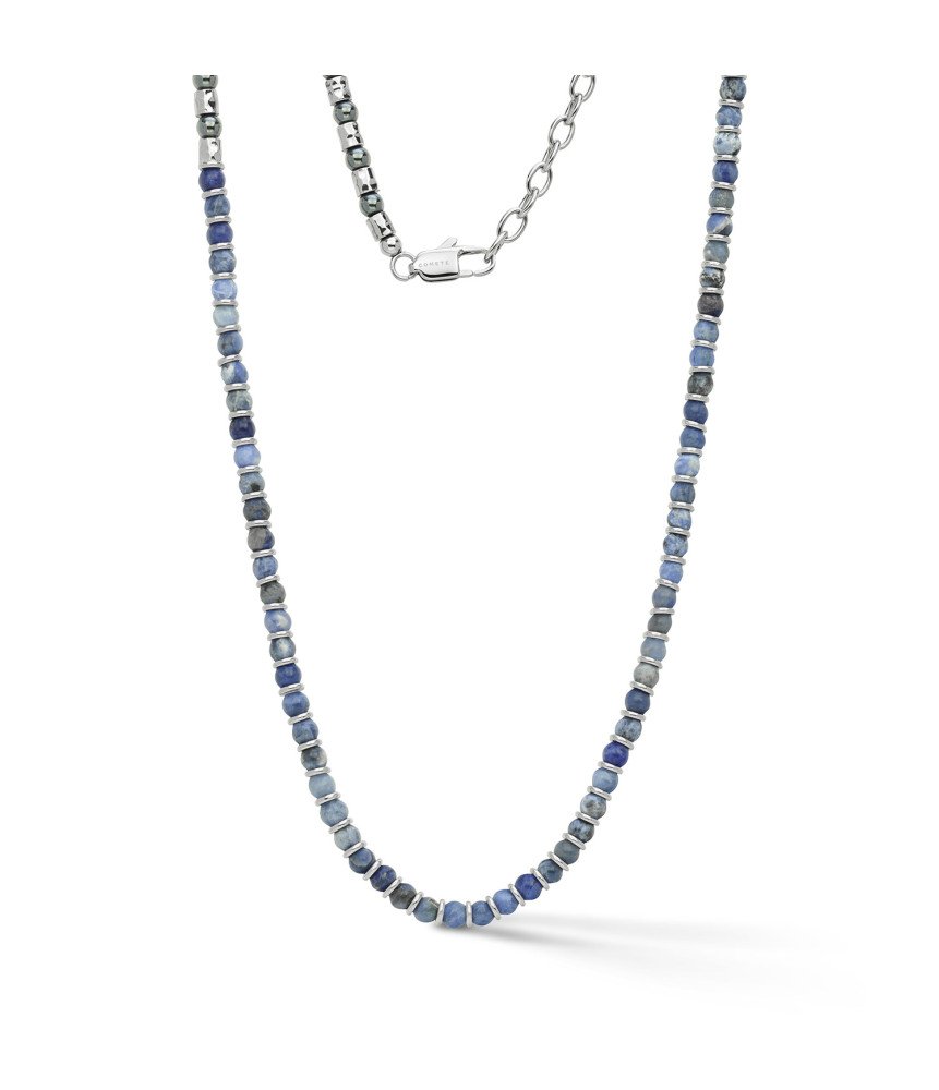Comete girocollo uomo UGL775 acciaio sodalite blu ed ematite collezione District Boschi Gioielli