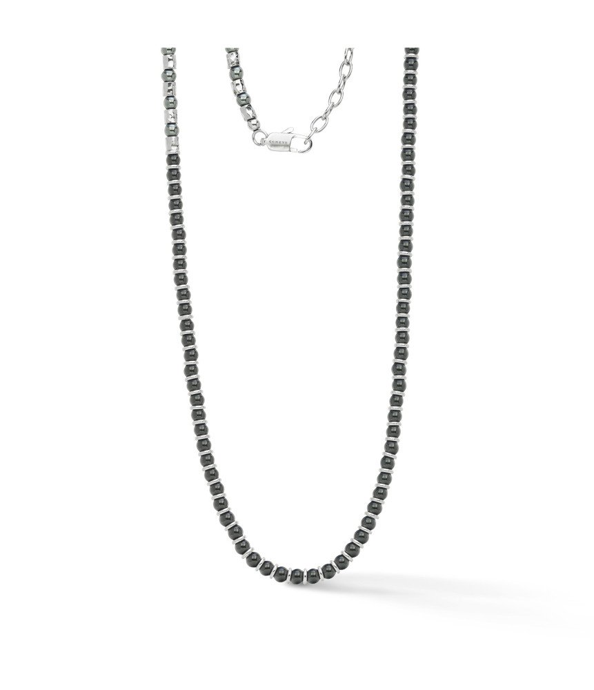 Comete girocollo uomo UGL776 acciaio onice nero ed ematite collezione District Boschi Gioielli